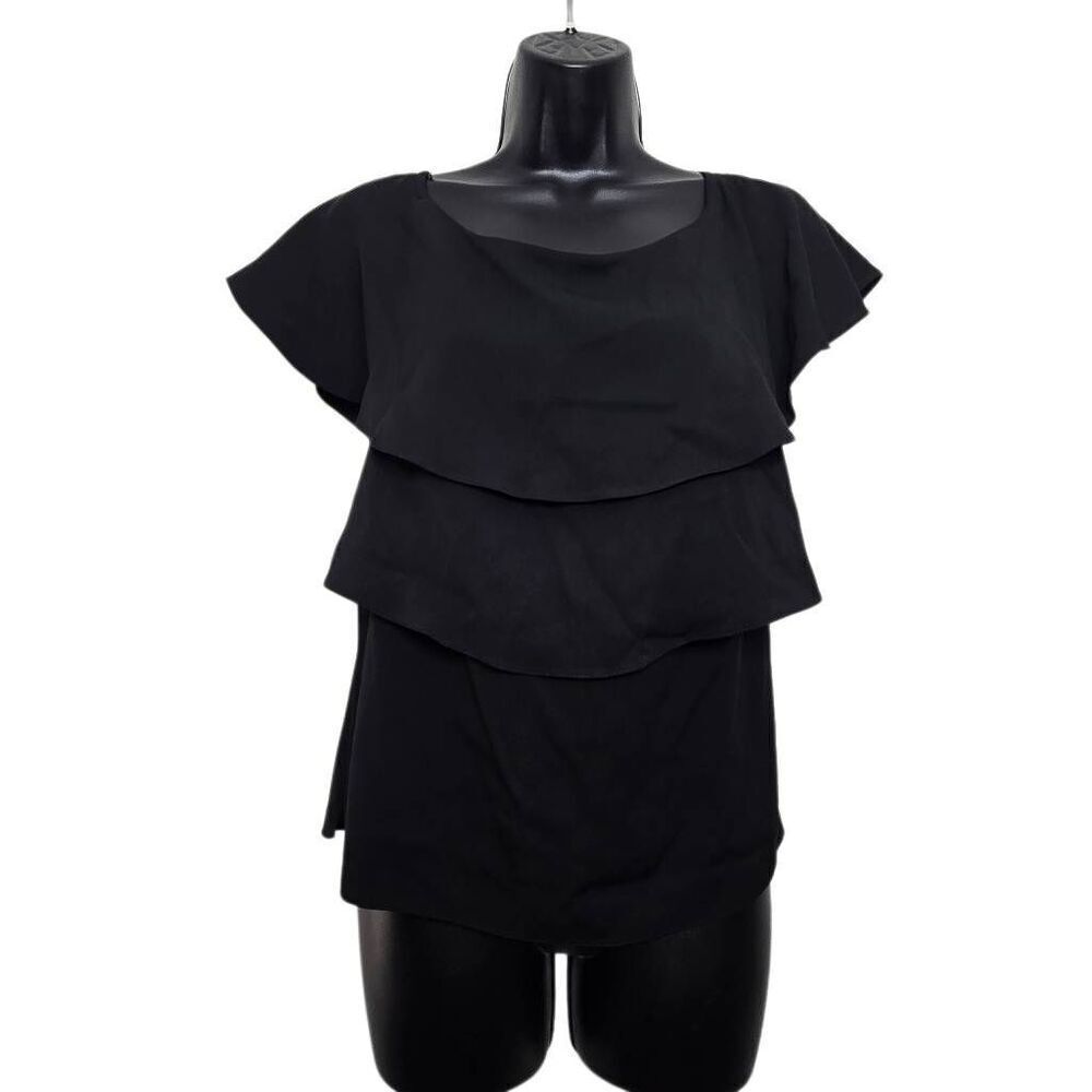 Yeohlee Blouse Size Small Silk Ruffle Black Top Flowy Classic